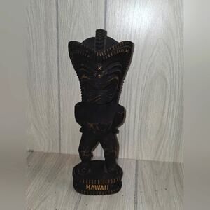 Hawaiian Tiki Wood Figurine Lucky Tiki Souvvenir Polynesian God Hawaii 12"